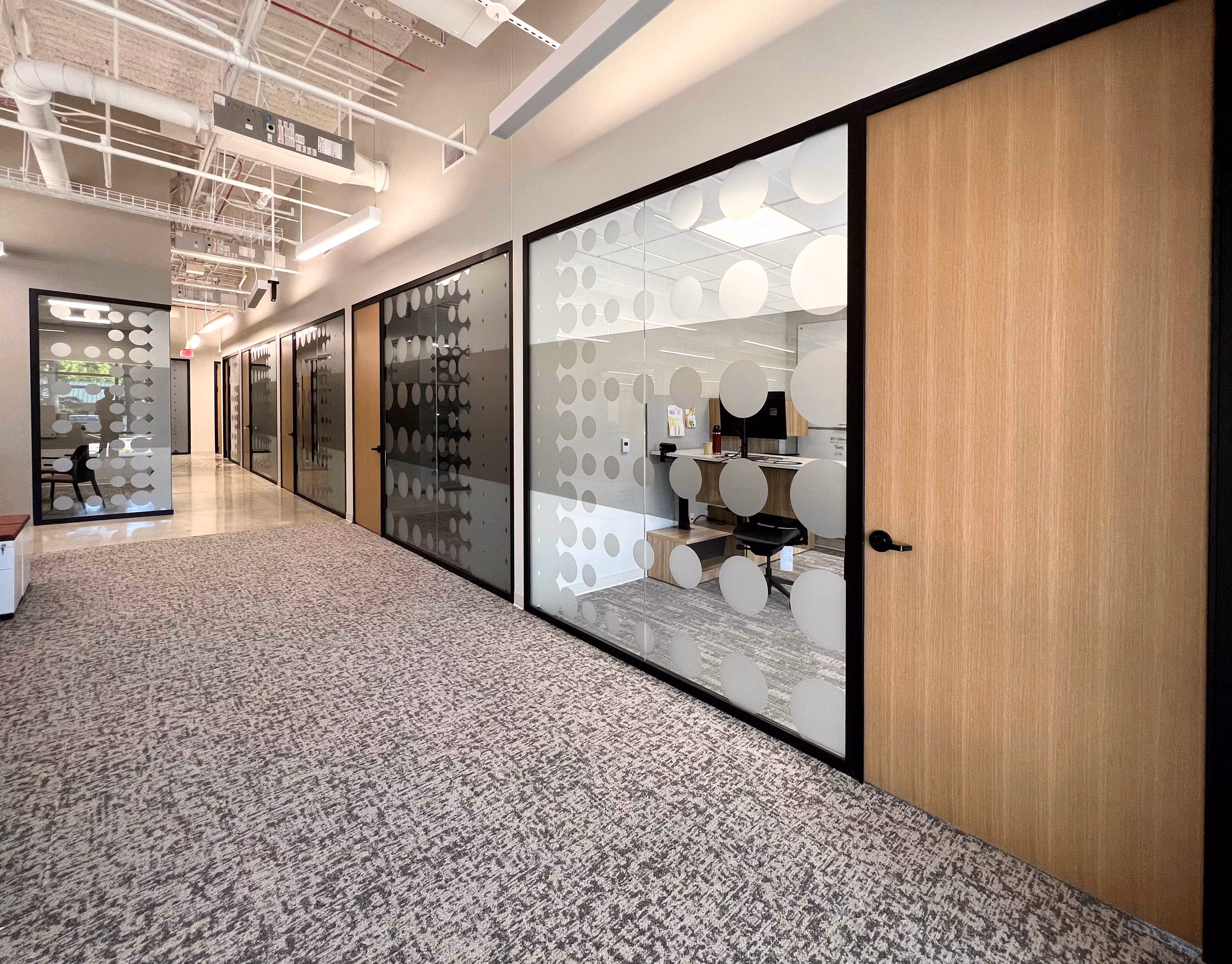 Technology project with glass fronts for office space