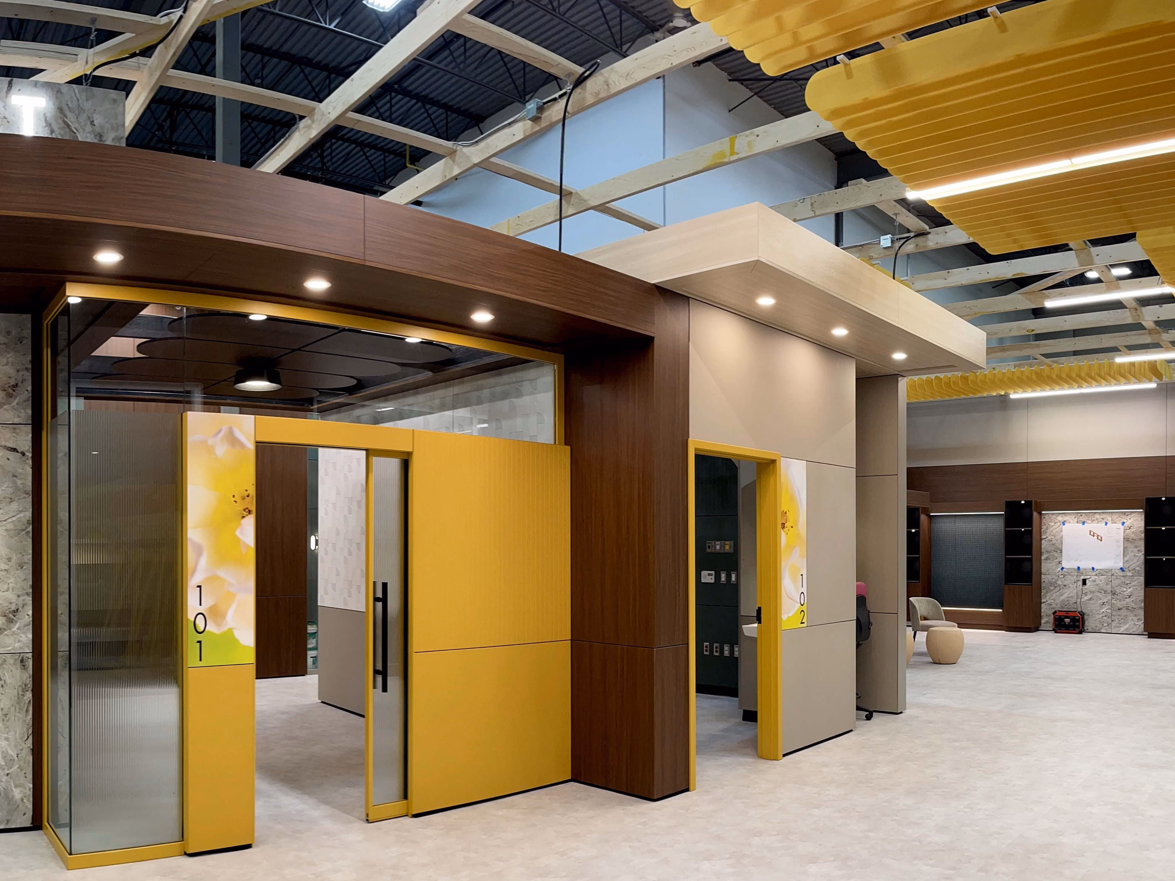 flat ceiling with acoustic baffle