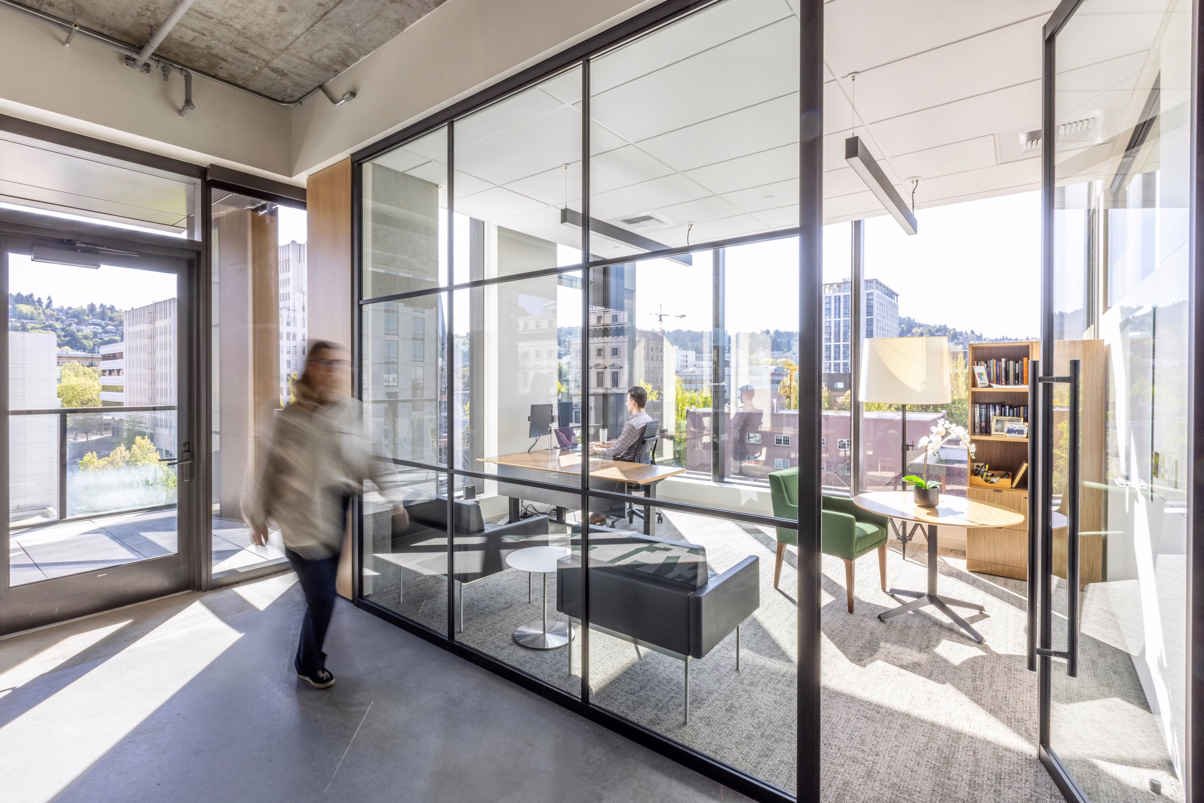 Modern office with glass walls