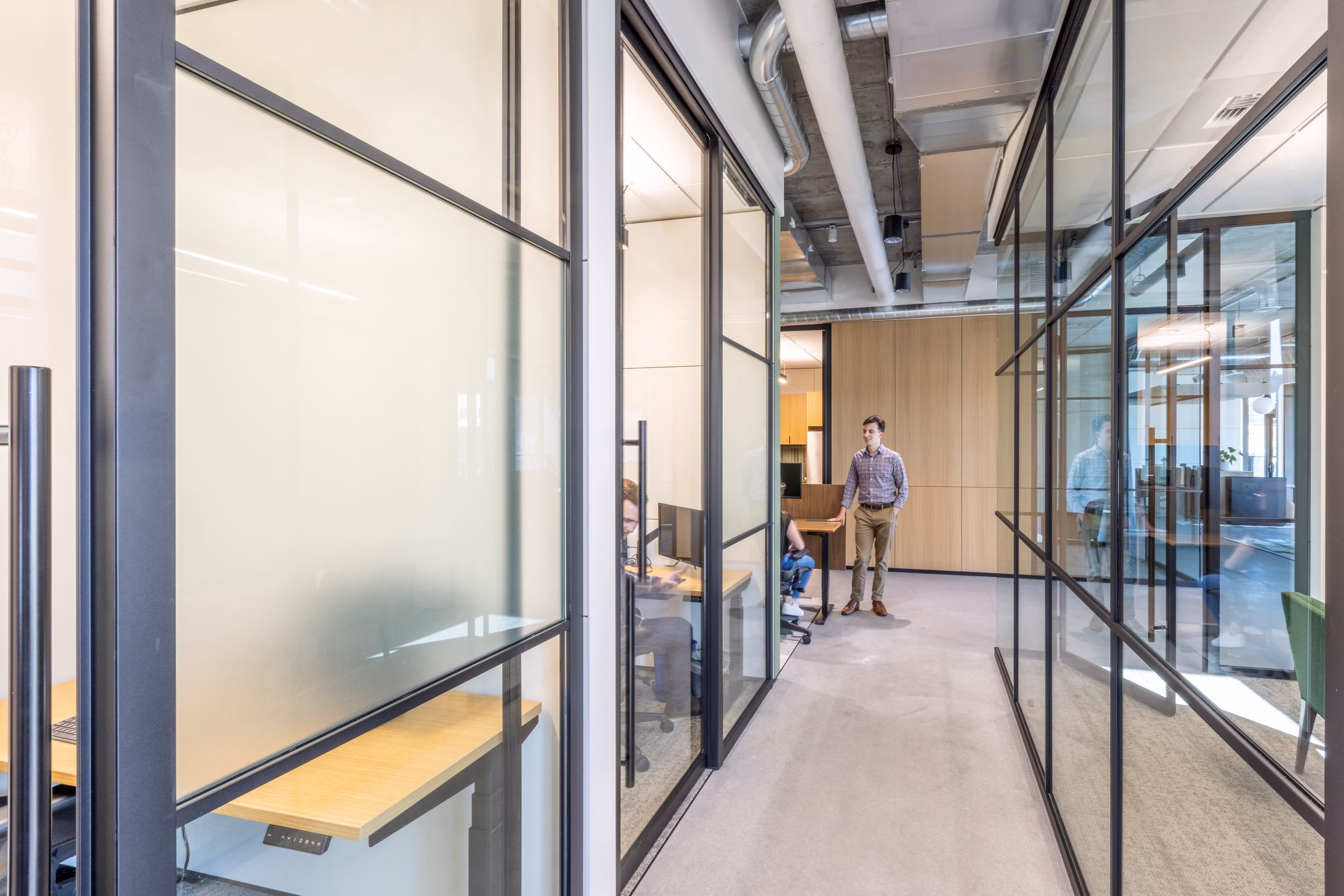 Modern office with glass partitions