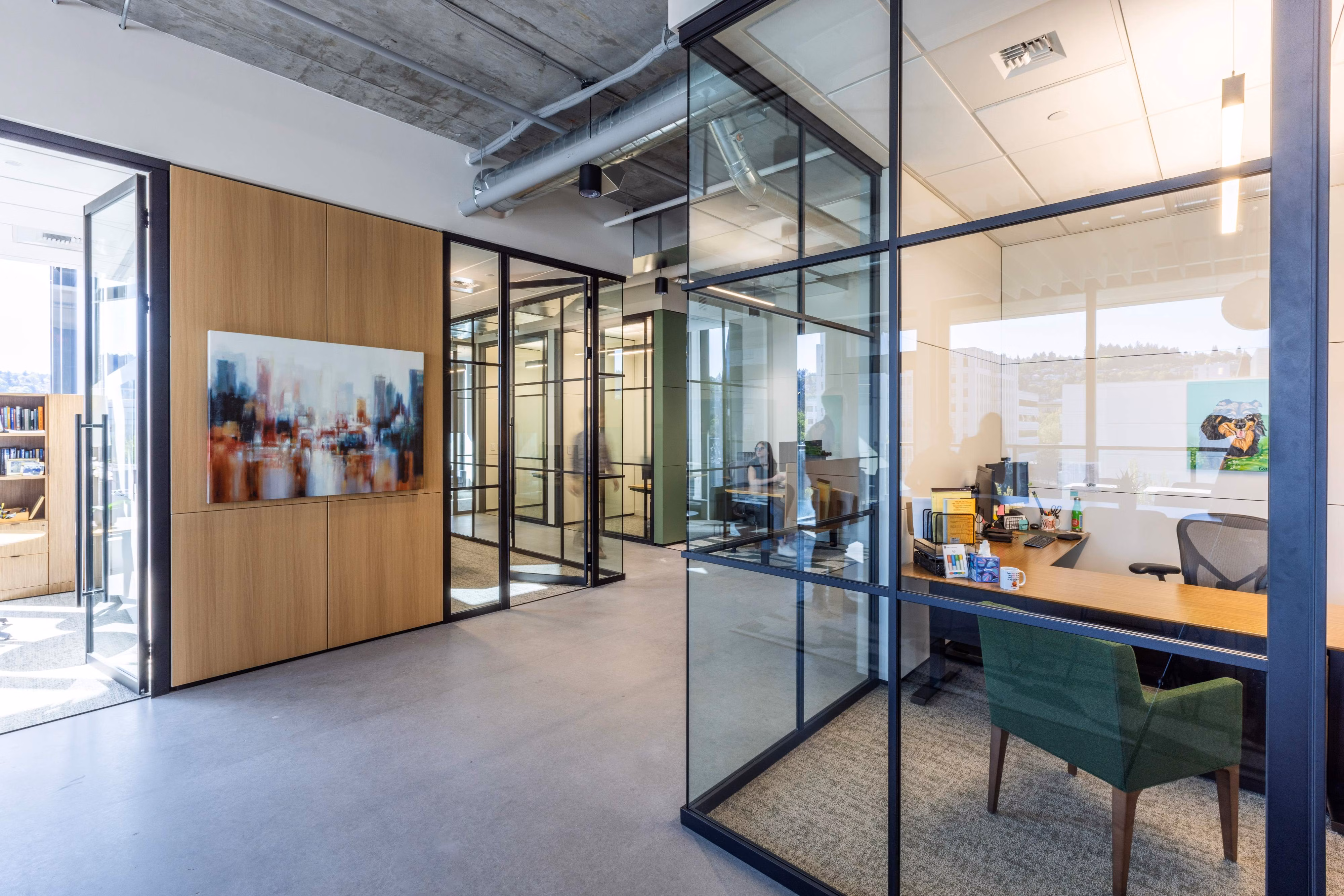 Modern office with glass partitions